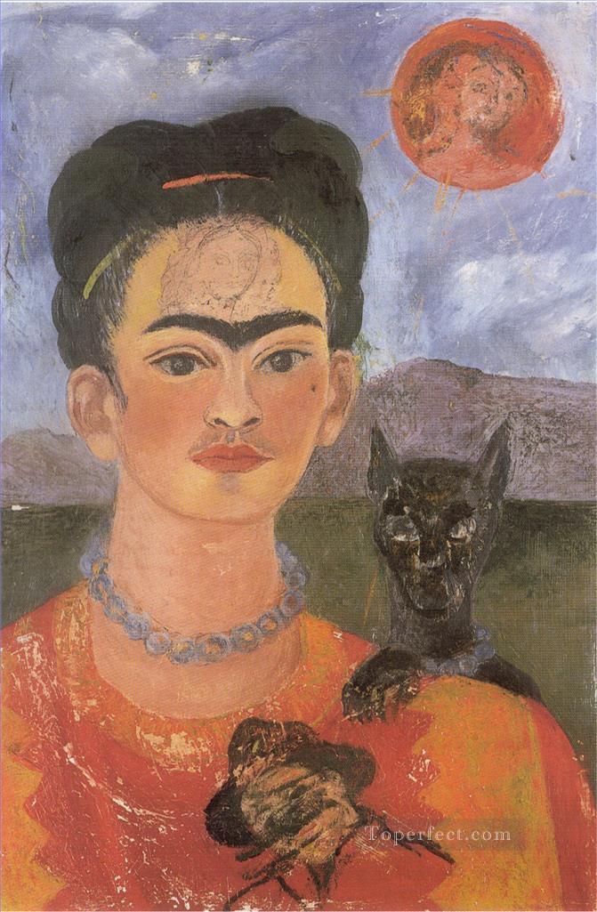 Self Portrait with a Portrait of Diego on the Breast and Maria Between the Eyebrows feminism Frida Kahlo Oil Paintings